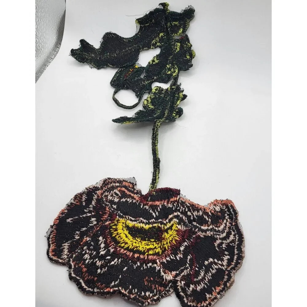 Embroidered Poppy Applique Sew On 11in by 7in
